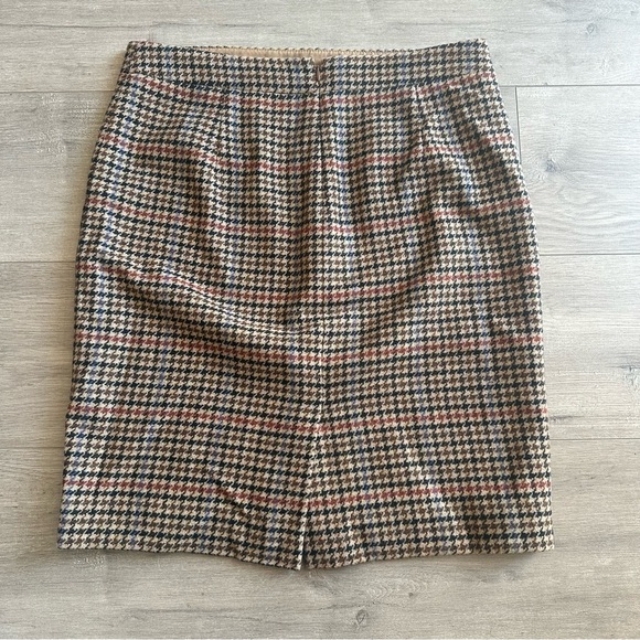 J. Crew Factory brown/black/blue houndstooth wool a-line skirt - size 6 - Picture 4 of 5